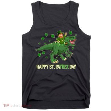 Happy St PaTREX Day Leprechaun Riding T-Rex Dinosaur Tank Top