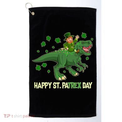 Happy St PaTREX Day Leprechaun Riding T-Rex Dinosaur Golf Towel