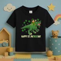Happy St PaTREX Day Leprechaun Riding T-Rex Dinosaur Toddler T-Shirt thumb 3