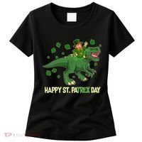 Happy St PaTREX Day Leprechaun Riding T-Rex Dinosaur Women's T-Shirt thumb 0