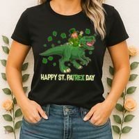 Happy St PaTREX Day Leprechaun Riding T-Rex Dinosaur Women's T-Shirt thumb 2