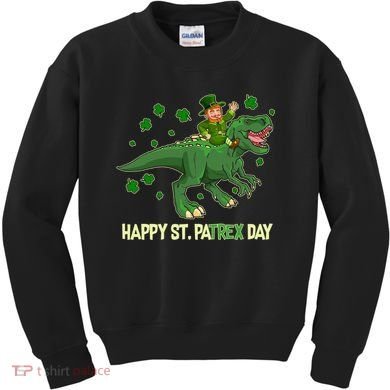 Happy St PaTREX Day Leprechaun Riding T-Rex Dinosaur Kids Sweatshirt