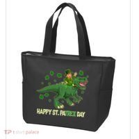 Happy St PaTREX Day Leprechaun Riding T-Rex Dinosaur Tote Bag thumb 3