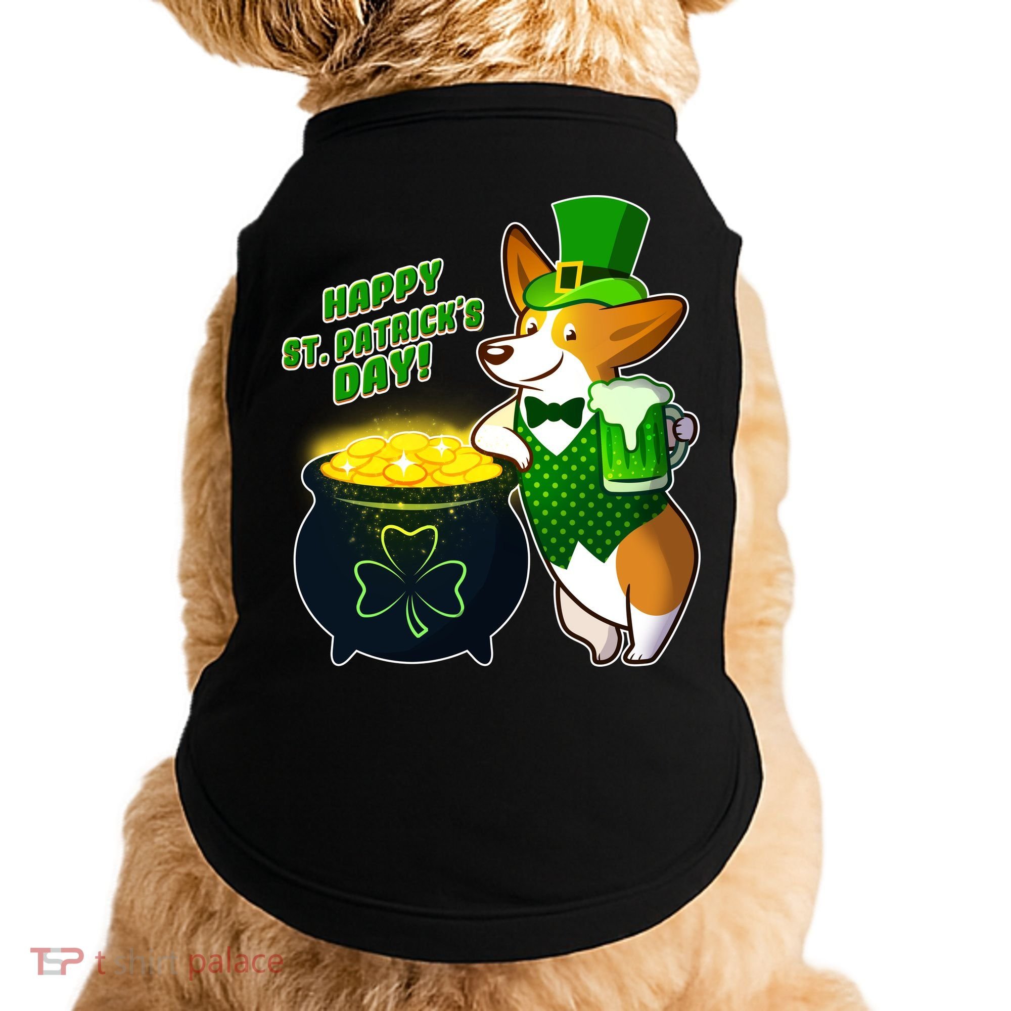 Happy St Patrick's Day Corgi Doggie Tank