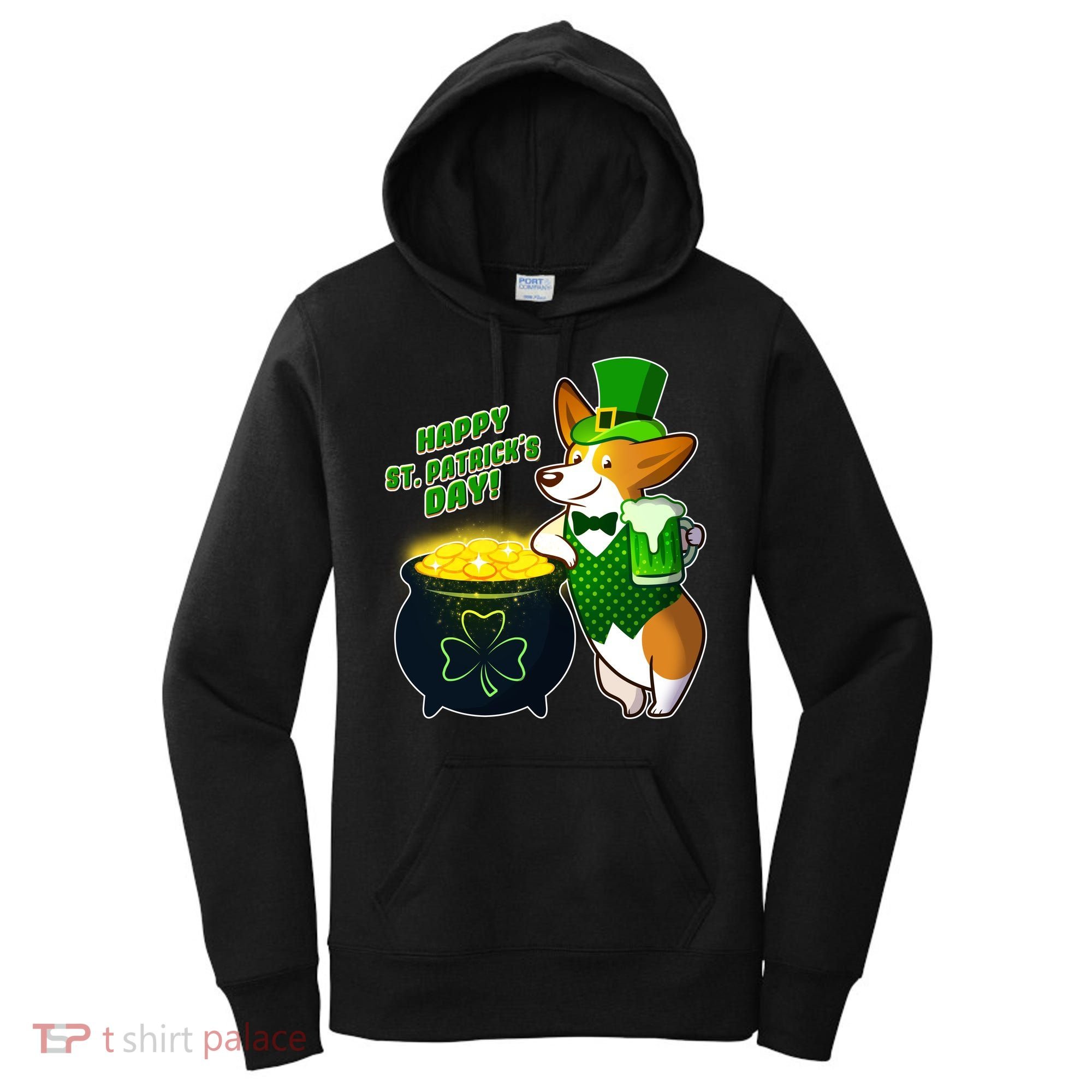Happy St Patrick's Day Corgi Women's Hoodie