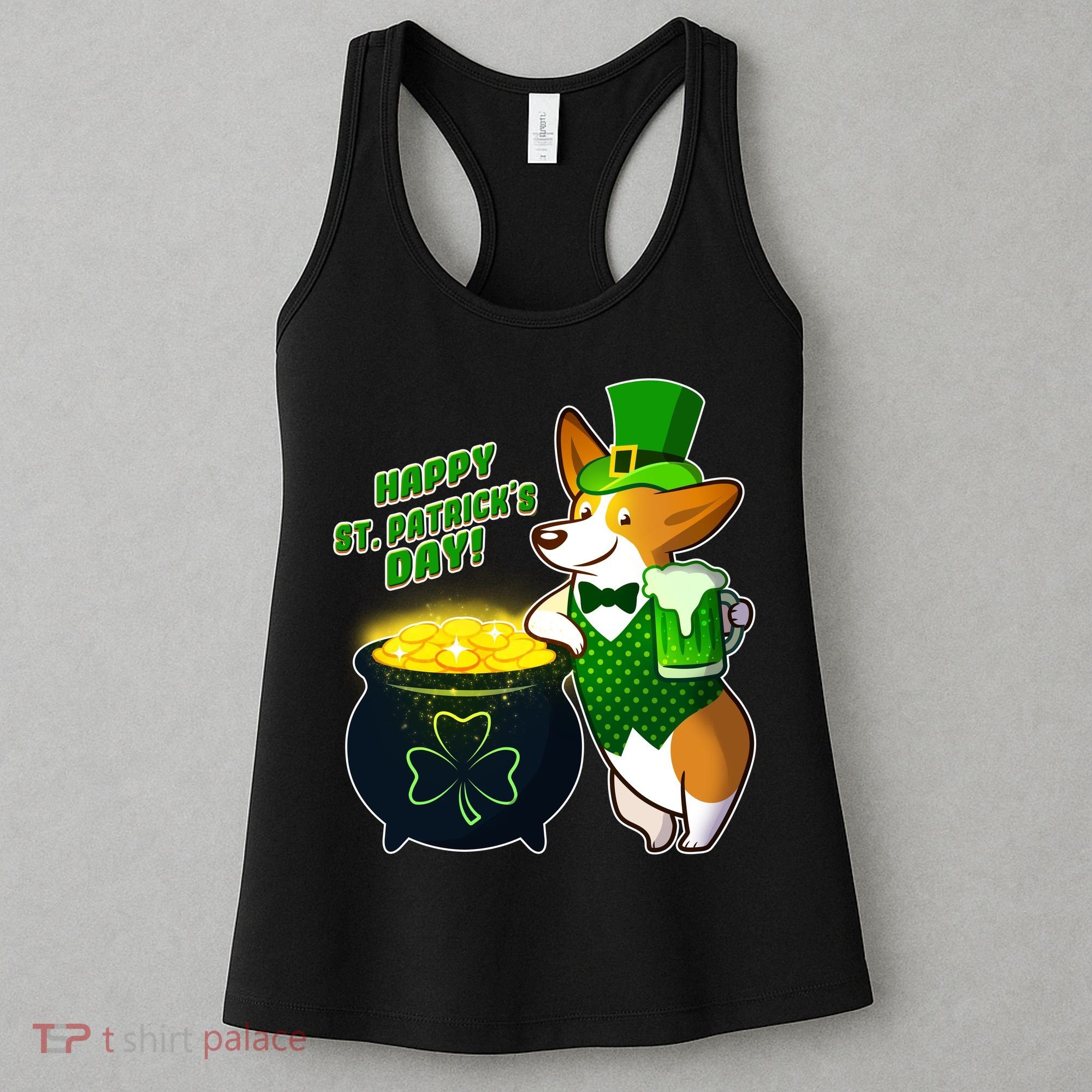 Happy St Patrick's Day Corgi Women's Tank Top