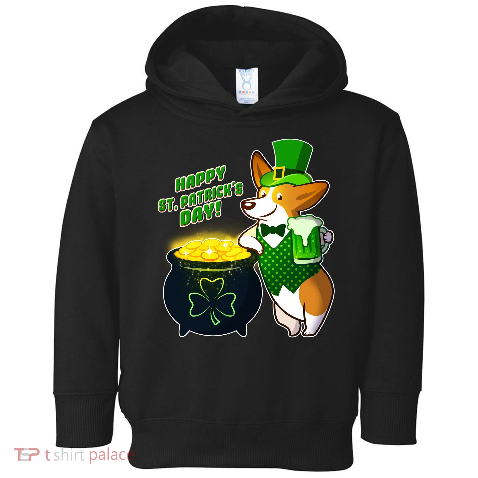 Happy St Patrick's Day Corgi Toddler Hoodie