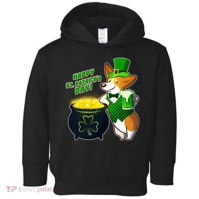 Happy St Patrick's Day Corgi Toddler Hoodie