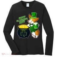 Happy St Patrick's Day Corgi Women's Long Sleeve Shirt thumb 0