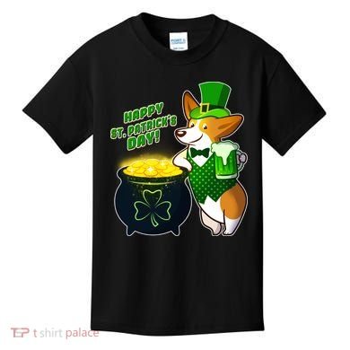 Happy St Patrick's Day Corgi Kids T-Shirt