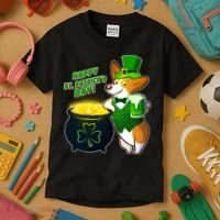 Happy St Patrick's Day Corgi Kids T-Shirt thumb 3