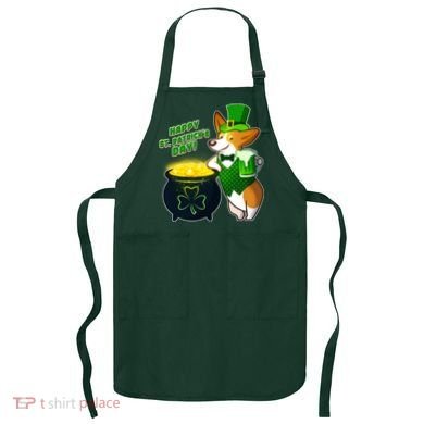 Happy St Patrick's Day Corgi Apron