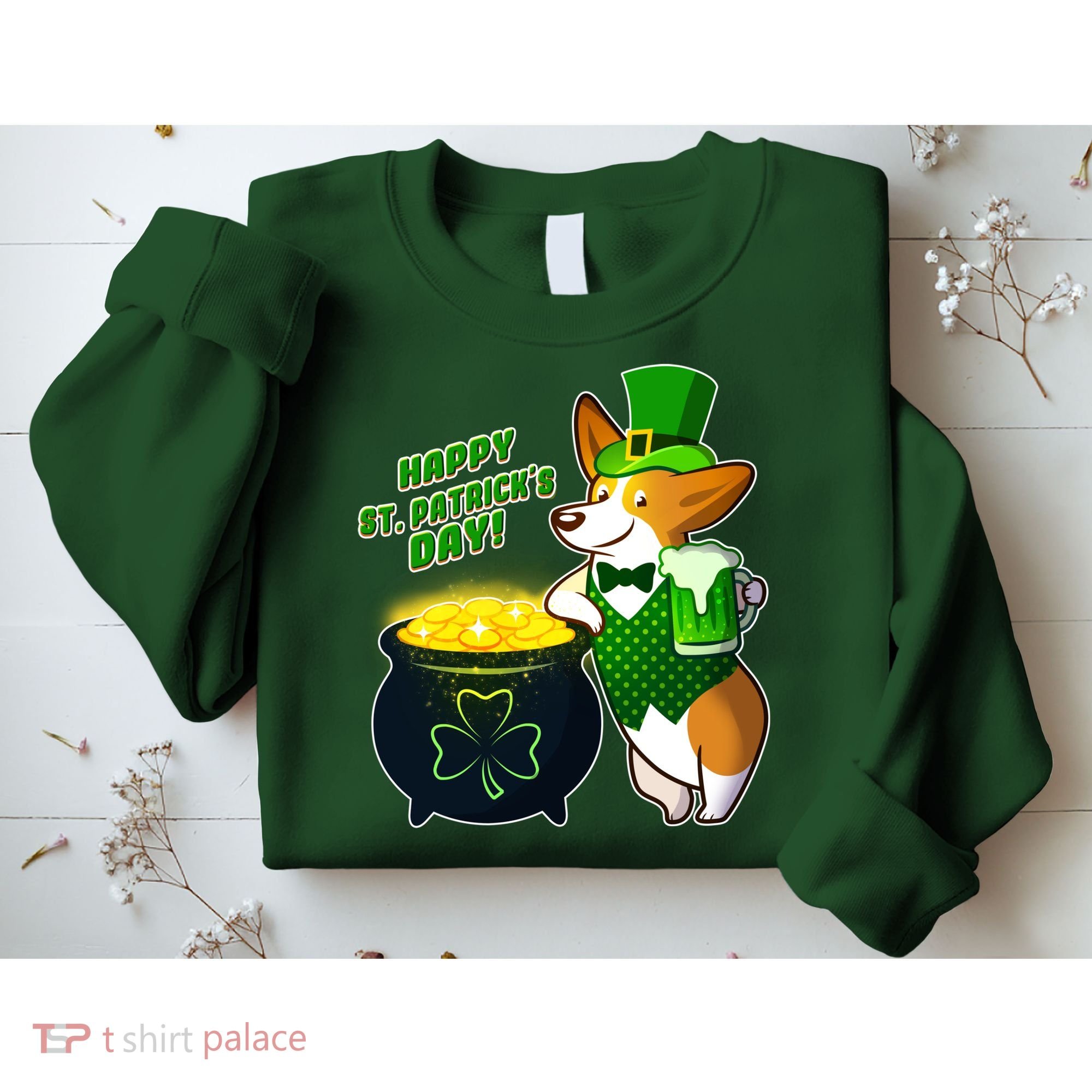 Happy St Patrick's Day Corgi Sweatshirt