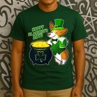 Happy St Patrick's Day Corgi T-Shirt thumb 3