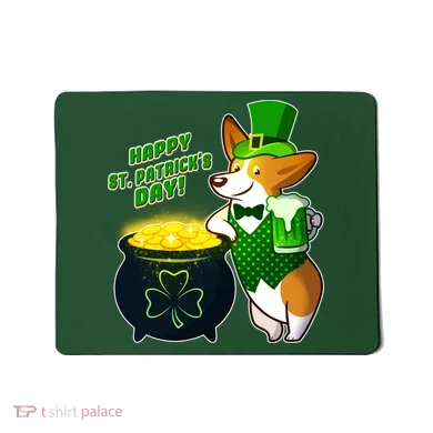 Happy St Patrick's Day Corgi Mousepad
