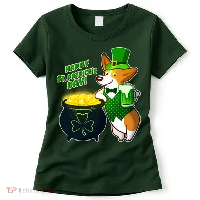 Happy St Patrick's Day Corgi Women's T-Shirt
