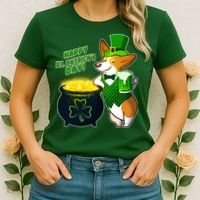 Happy St Patrick's Day Corgi Women's T-Shirt thumb 2