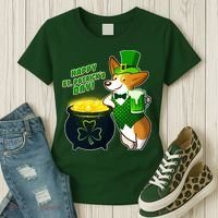 Happy St Patrick's Day Corgi Women's T-Shirt thumb 3