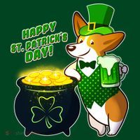 Happy St Patrick's Day Corgi Kids Hoodie thumb 2