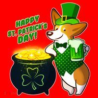 Happy St Patrick's Day Corgi Santa Hat thumb 1