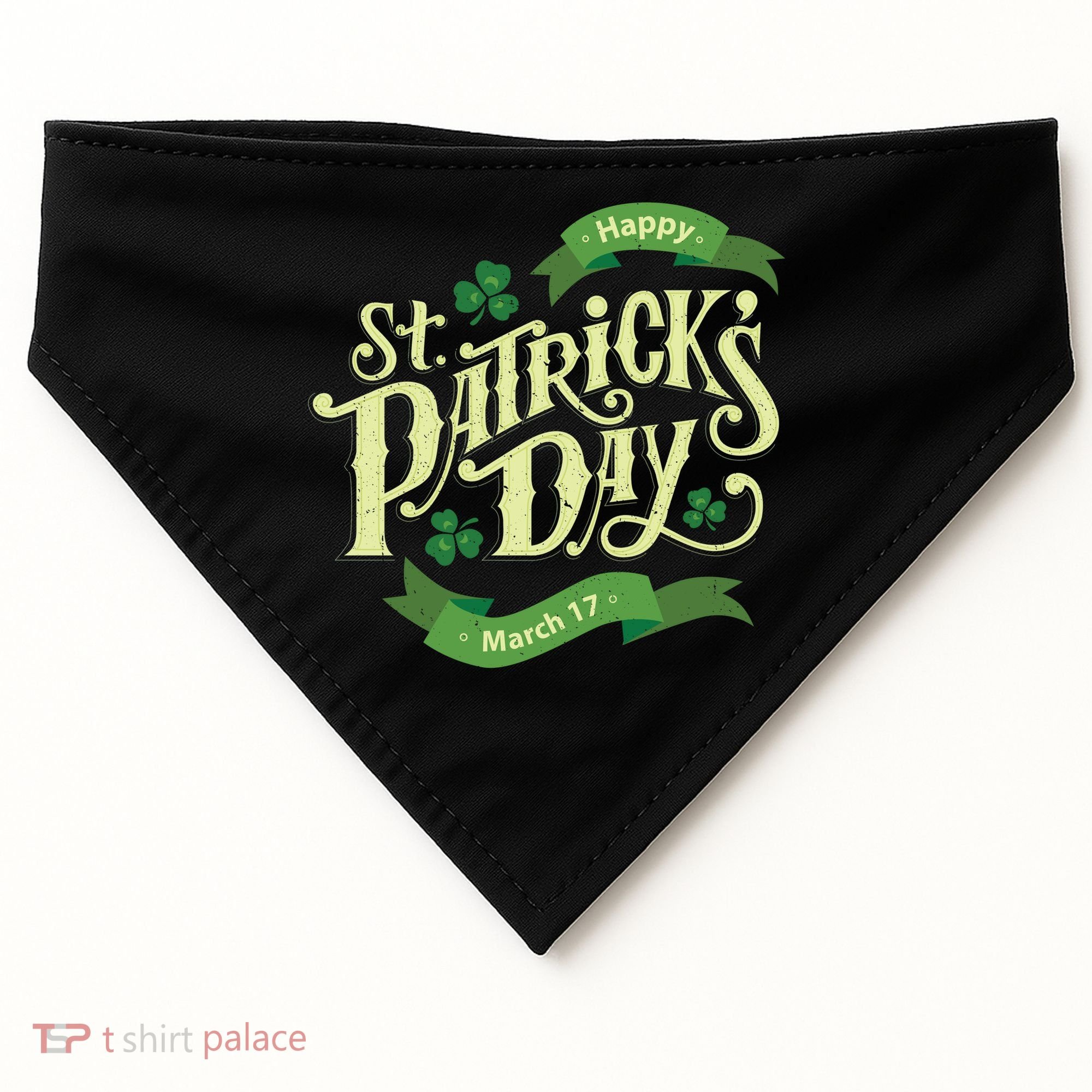 Happy St Patricks Day March 17 USA-Made Doggie Bandana