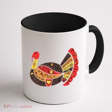 Happy Thanksgiving Day Turkey Coffee Mug back