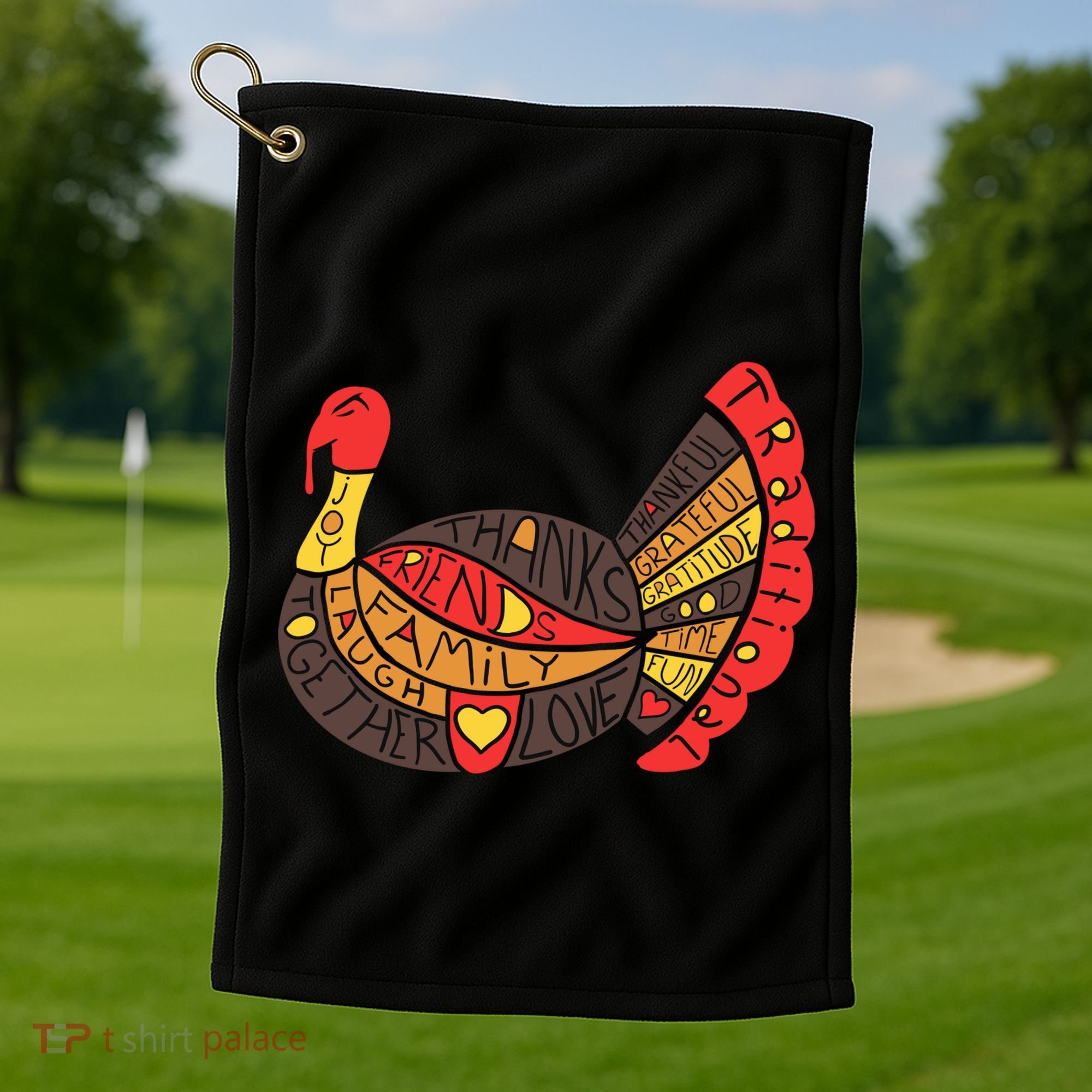 Happy Thanksgiving Day Turkey Golf Towel