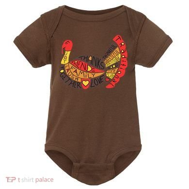 Happy Thanksgiving Day Turkey Baby Bodysuit
