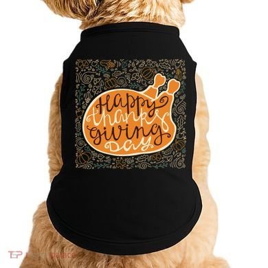 Happy Thanksgiving Day Turkey Pumpkin Logo Doggie Tank