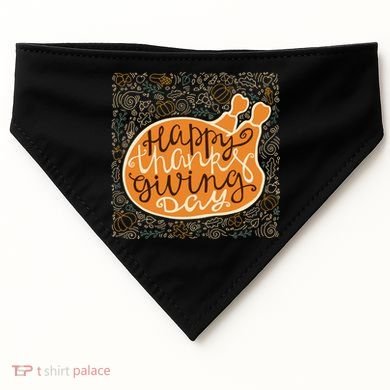 Happy Thanksgiving Day Turkey Pumpkin Logo USA-Made Doggie Bandana