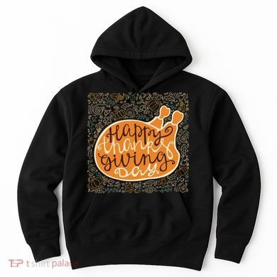 Happy Thanksgiving Day Turkey Pumpkin Logo Hoodie