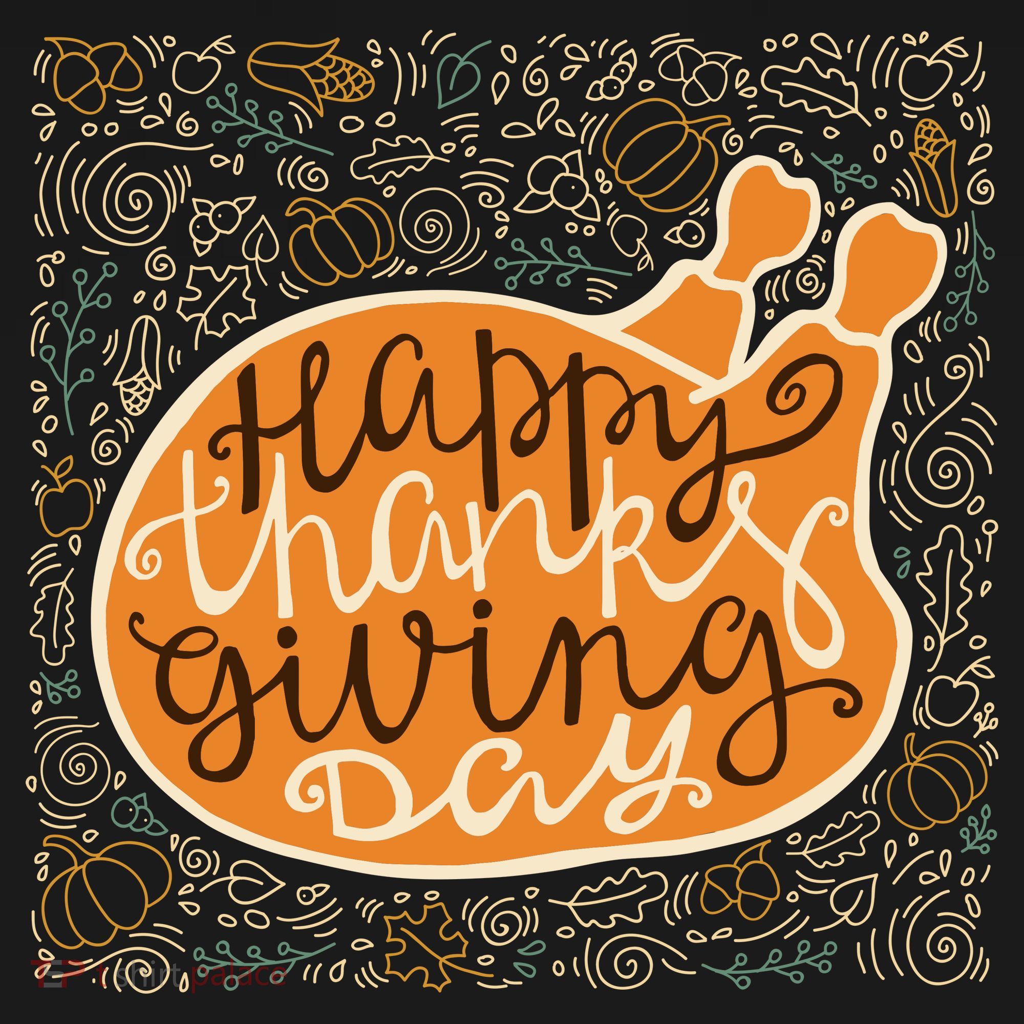 Happy Thanksgiving Day Turkey Pumpkin Logo Hoodie