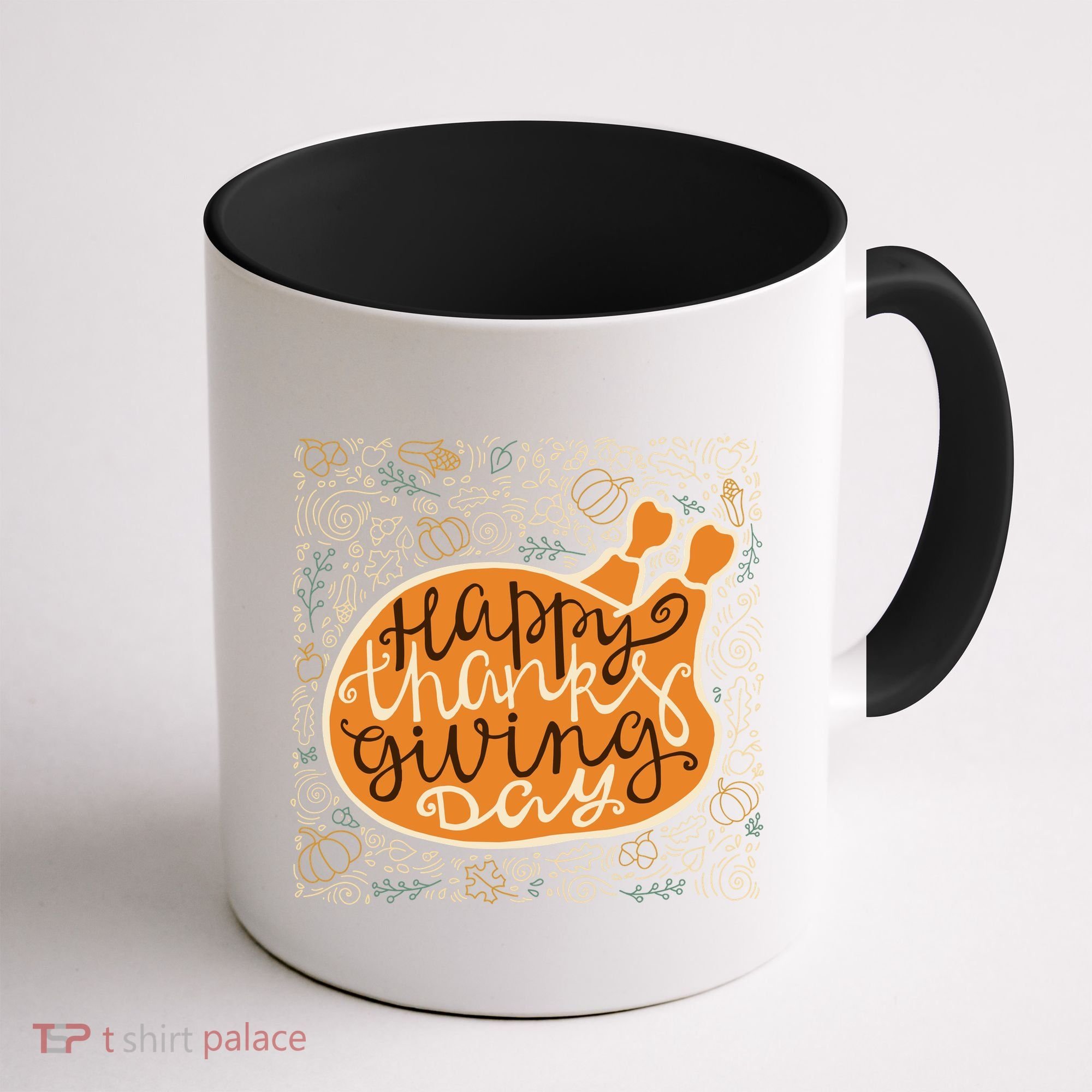 Happy Thanksgiving Day Turkey Pumpkin Logo Coffee Mug