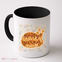 Happy Thanksgiving Day Turkey Pumpkin Logo Coffee Mug thumb 0