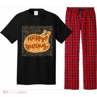 Happy Thanksgiving Day Turkey Pumpkin Logo Pajama Set thumb 0