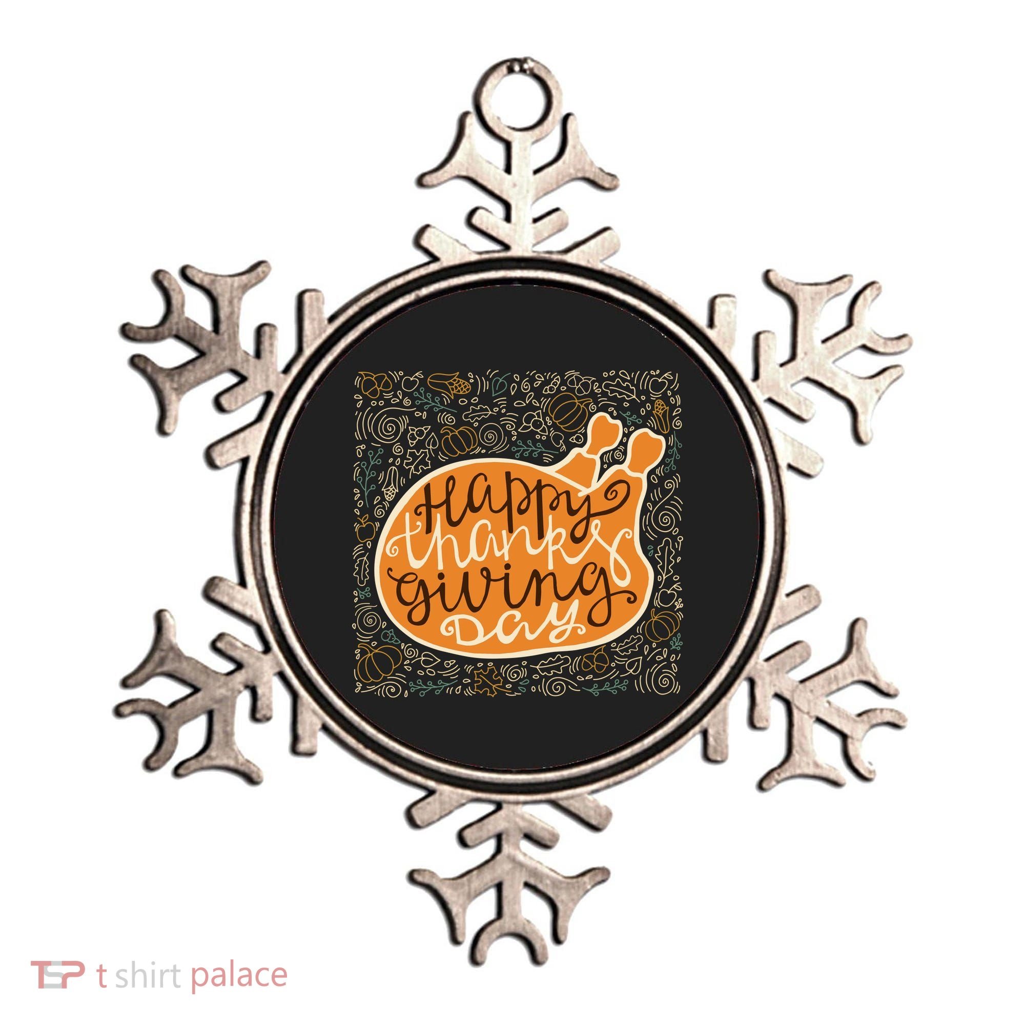 Happy Thanksgiving Day Turkey Pumpkin Logo Ornament