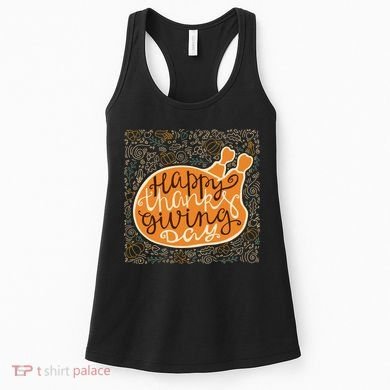 Happy Thanksgiving Day Turkey Pumpkin Logo Women's Tank Top