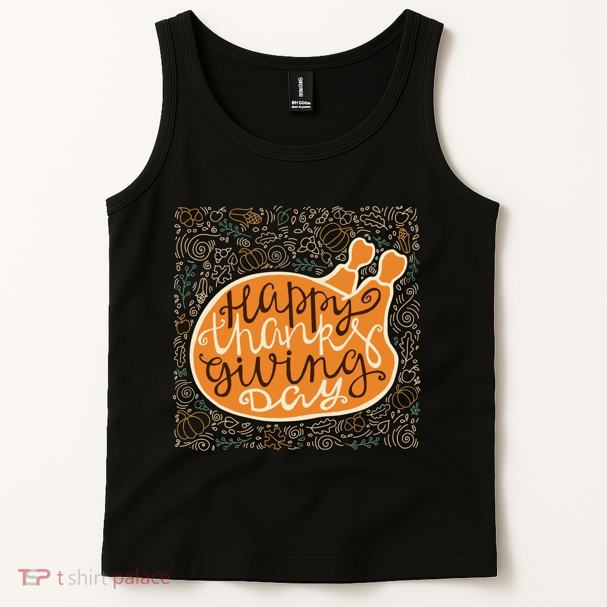 Happy Thanksgiving Day Turkey Pumpkin Logo Tank Top