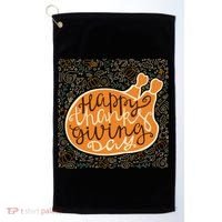 Happy Thanksgiving Day Turkey Pumpkin Logo Golf Towel thumb 0