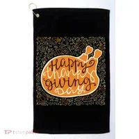 Happy Thanksgiving Day Turkey Pumpkin Logo Golf Towel thumb 0