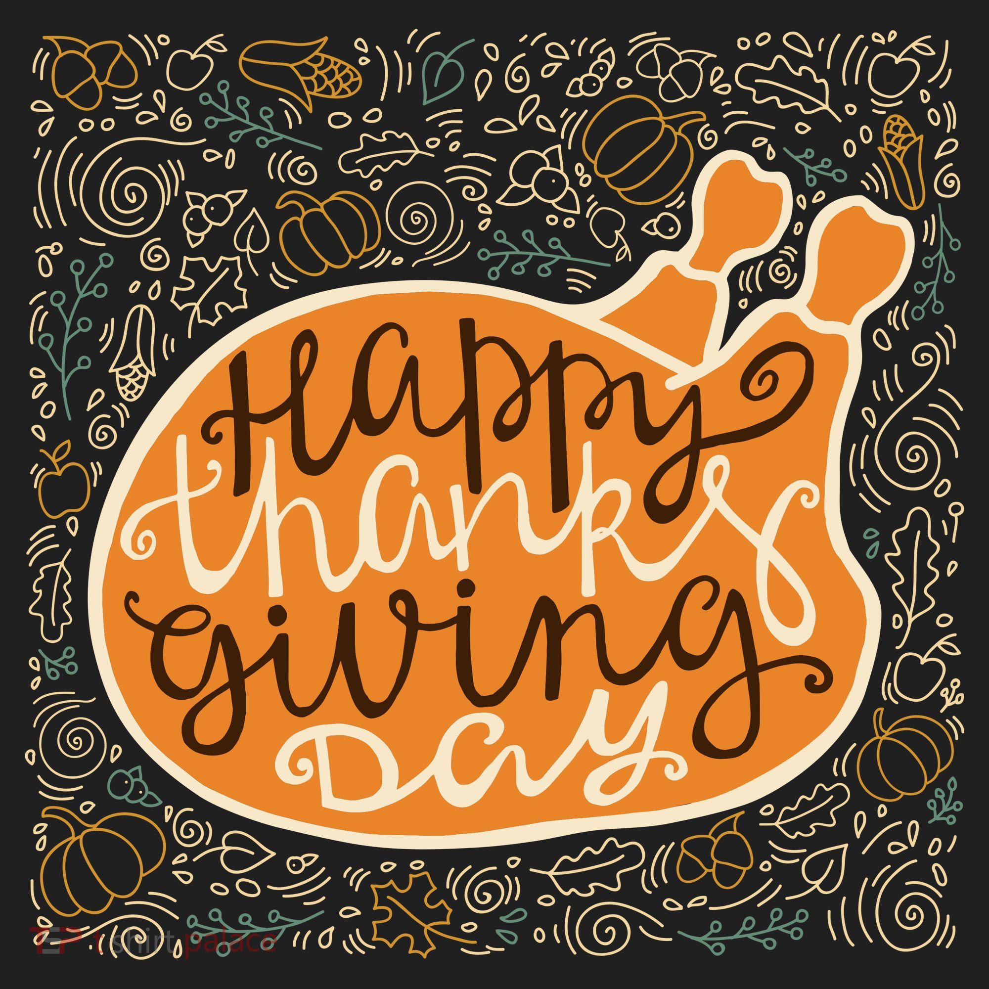 Happy Thanksgiving Day Turkey Pumpkin Logo Golf Towel