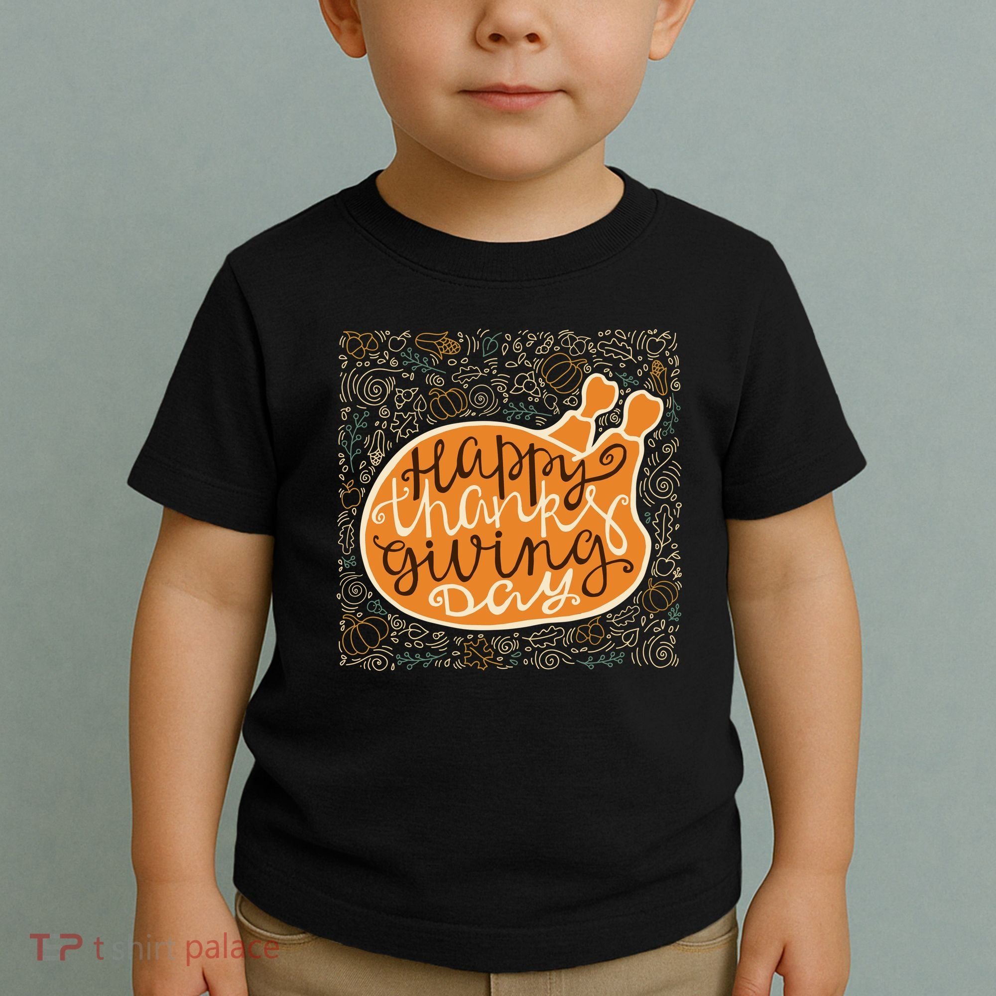 Happy Thanksgiving Day Turkey Pumpkin Logo Toddler T-Shirt