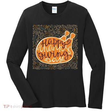 Happy Thanksgiving Day Turkey Pumpkin Logo Women's Long Sleeve Shirt