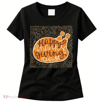 Happy Thanksgiving Day Turkey Pumpkin Logo Women's T-Shirt