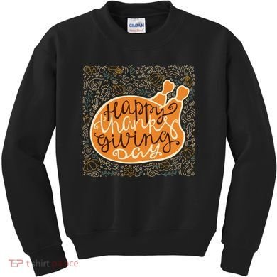 Happy Thanksgiving Day Turkey Pumpkin Logo Kids Sweatshirt
