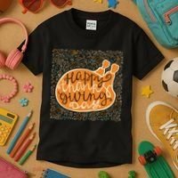 Happy Thanksgiving Day Turkey Pumpkin Logo Kids T-Shirt thumb 3