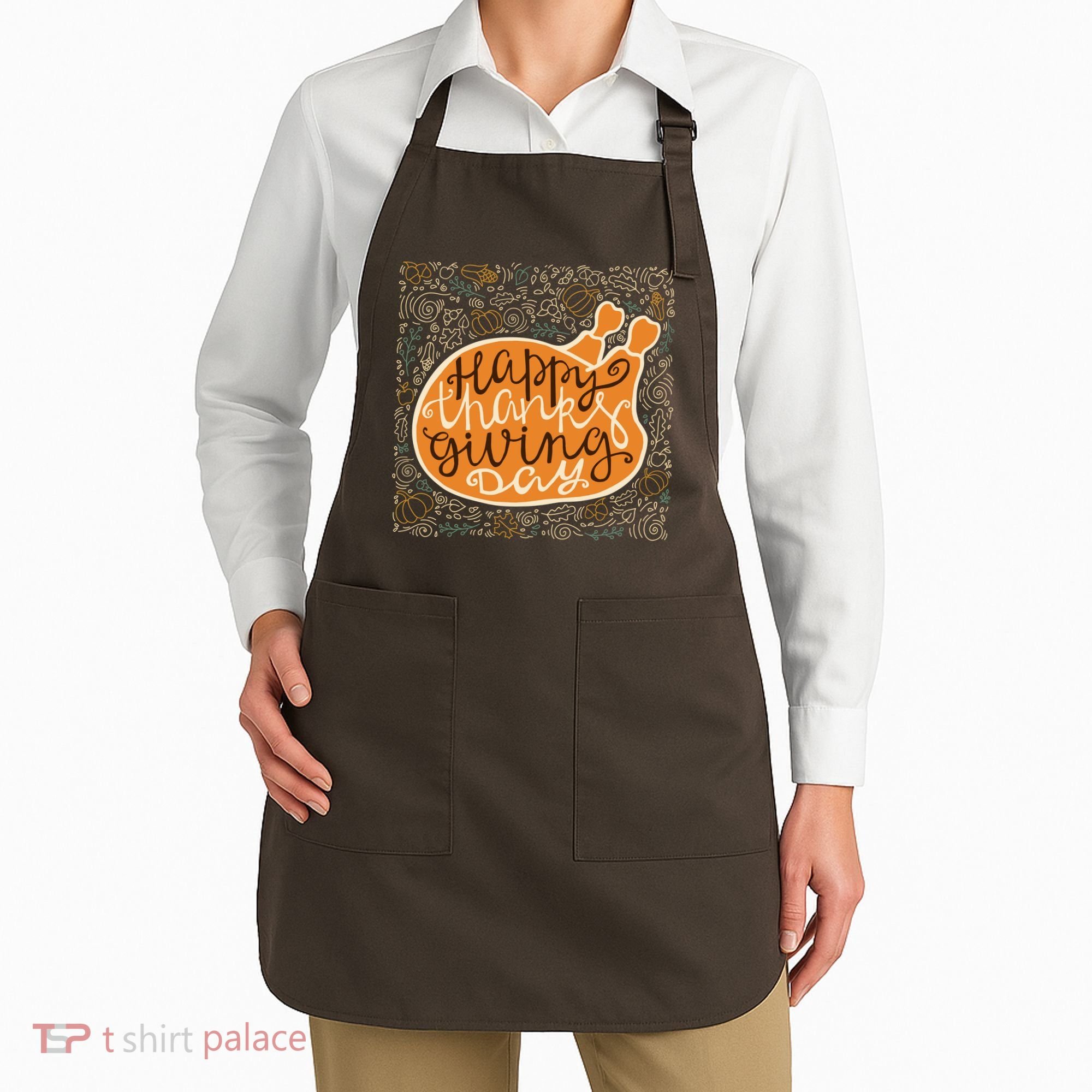 Happy Thanksgiving Day Turkey Pumpkin Logo Apron