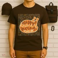 Happy Thanksgiving Day Turkey Pumpkin Logo T-Shirt thumb 6