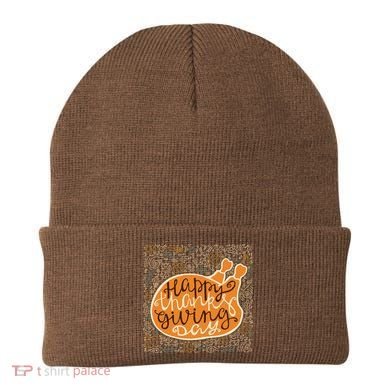 Happy Thanksgiving Day Turkey Pumpkin Logo Beanie