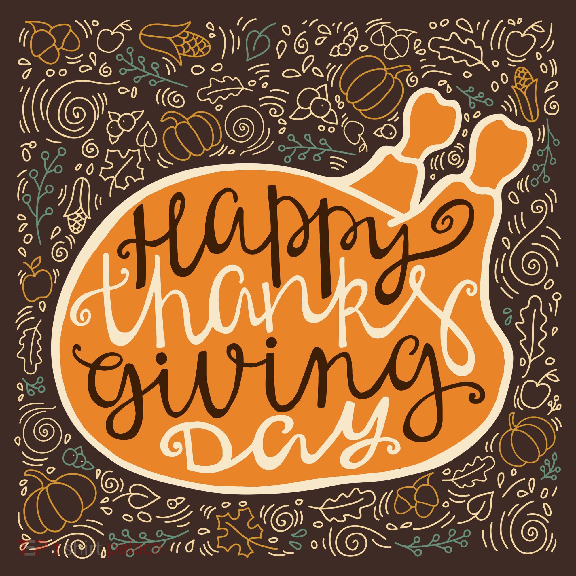 Happy Thanksgiving Day Turkey Pumpkin Logo Coaster